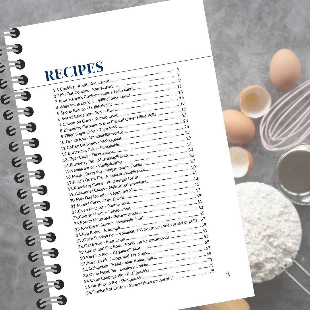 The Finnish Baking Book - with American Measurements - Spiral bound book - Feels like Finland