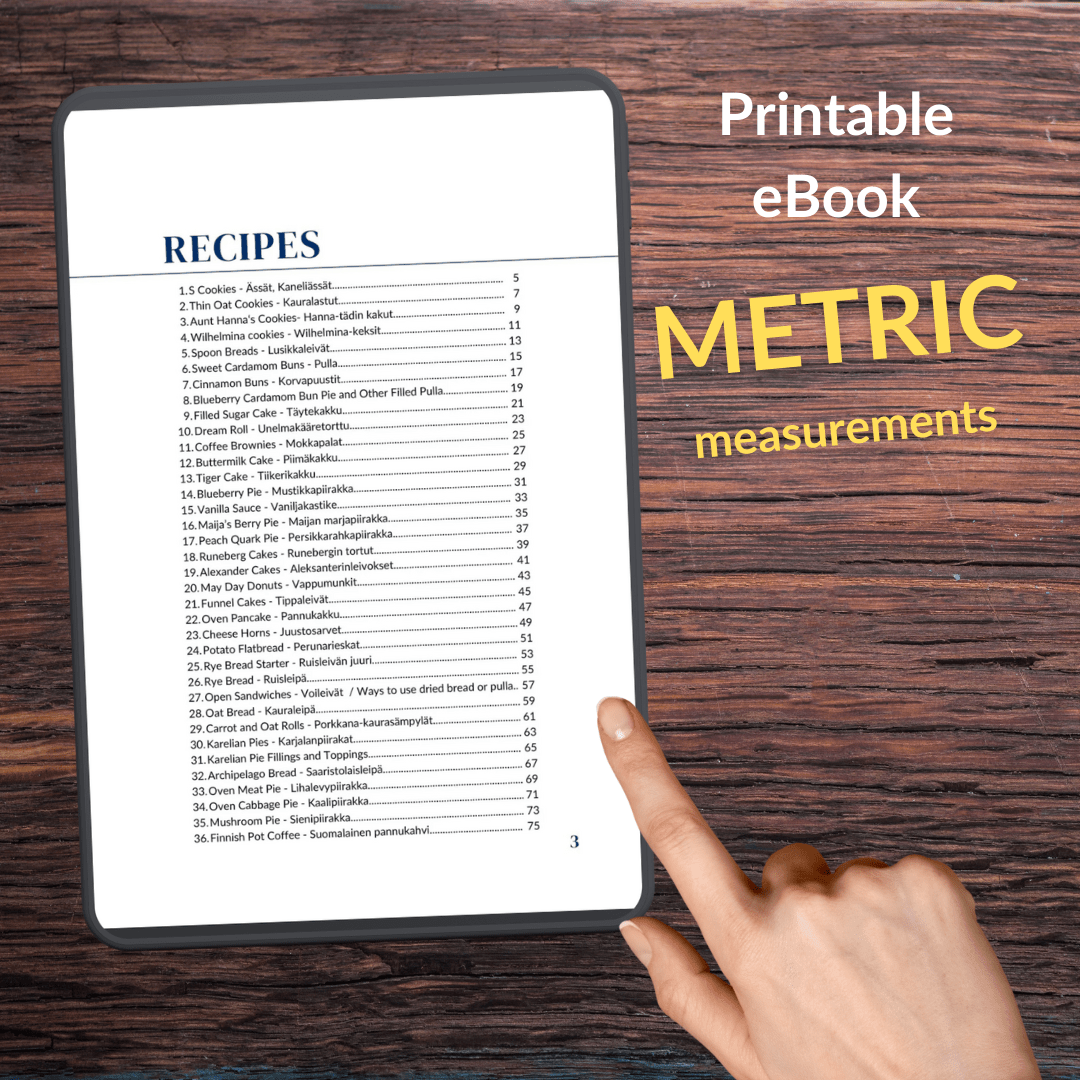 The Finnish Baking Book with Metric measurements, printable eBook - Feels like Finland
