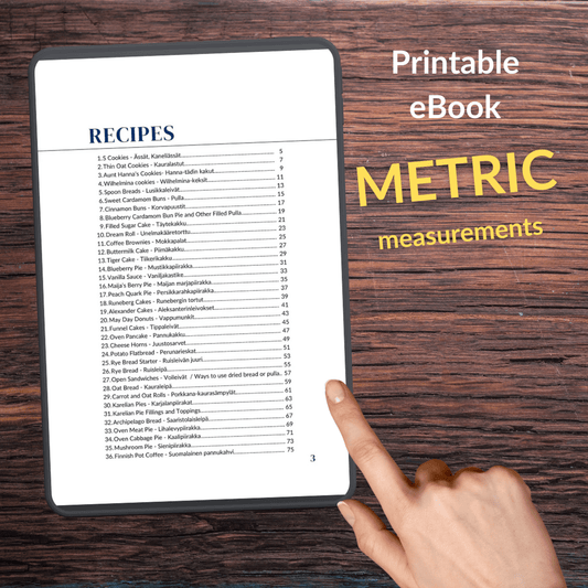 The Finnish Baking Book with Metric measurements, printable eBook - Feels like Finland