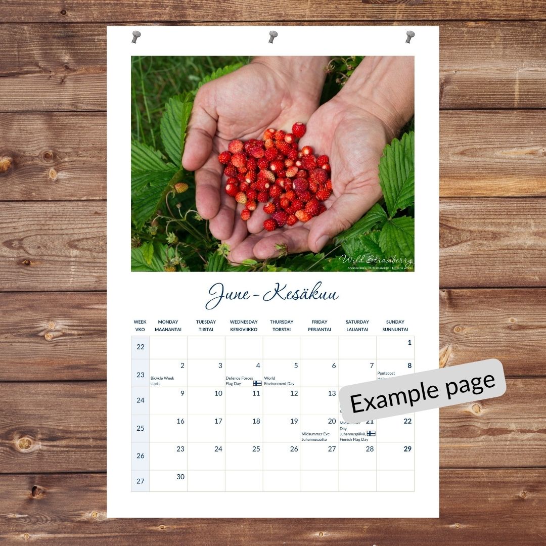 2025 Finnish Berries, Printable Wall Calendar (European) - Feels like Finland