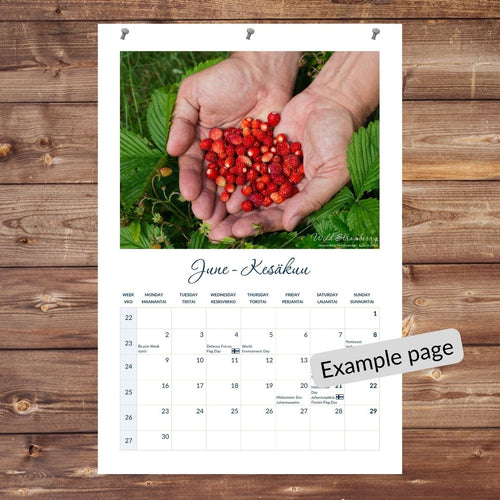 2025 Finnish Berries, Printable Wall Calendar (European)