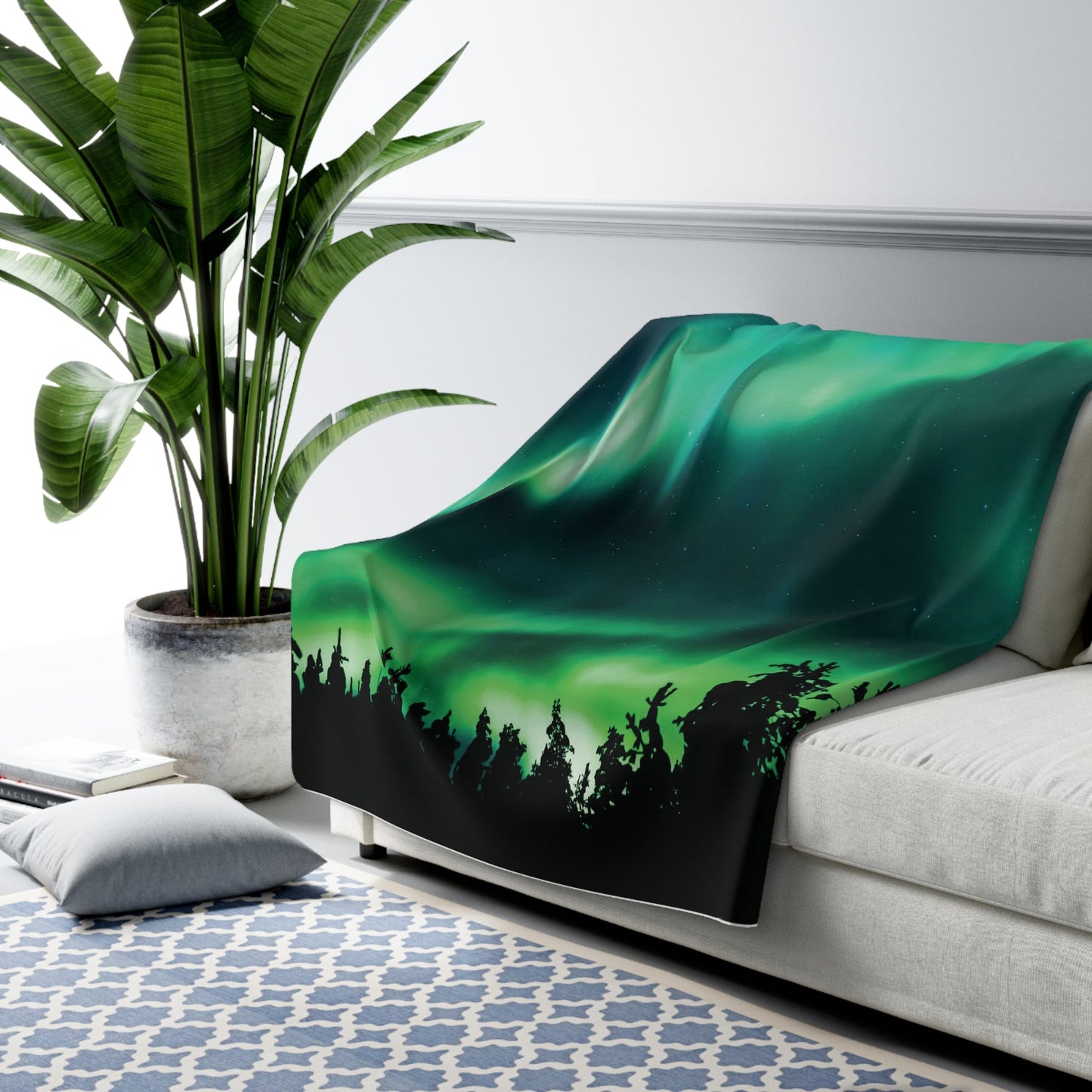 Northern Lights Sherpa Fleece Blanket - Feels like Finland