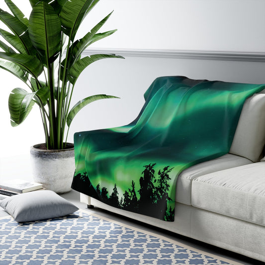 Northern Lights Sherpa Fleece Blanket - Feels like Finland